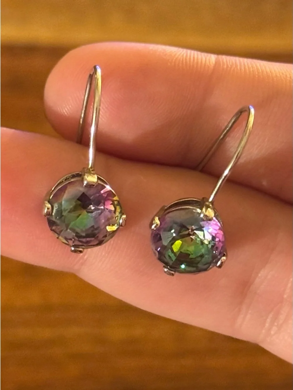 Mystic Topaz Sterling Round Drop Earrings - Picture 1 of 15